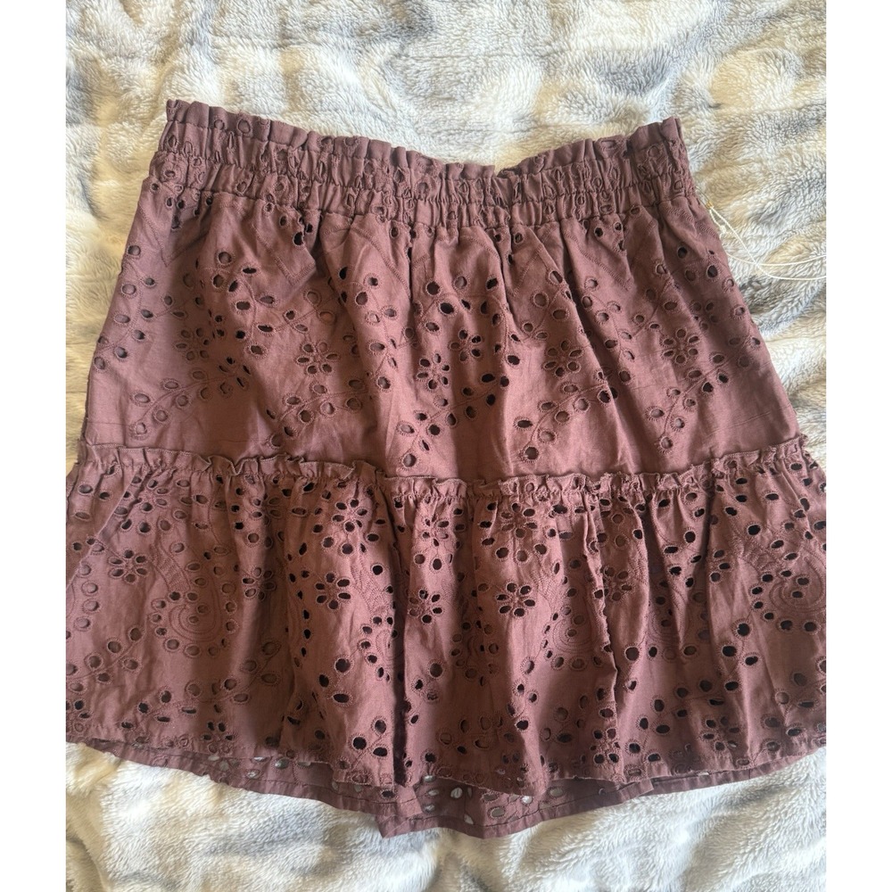 Anthropologie Bishop&Young Brown Small Eyelet Boho Mini Skirt‎ Country Cowgirl